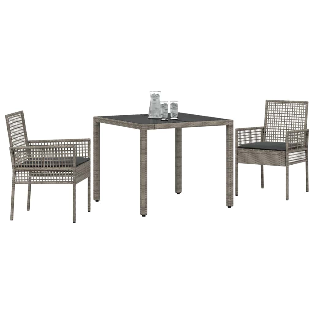 vidaXL Zestaw do jadalni w ogrodzie 3 pcs Szary polirattan