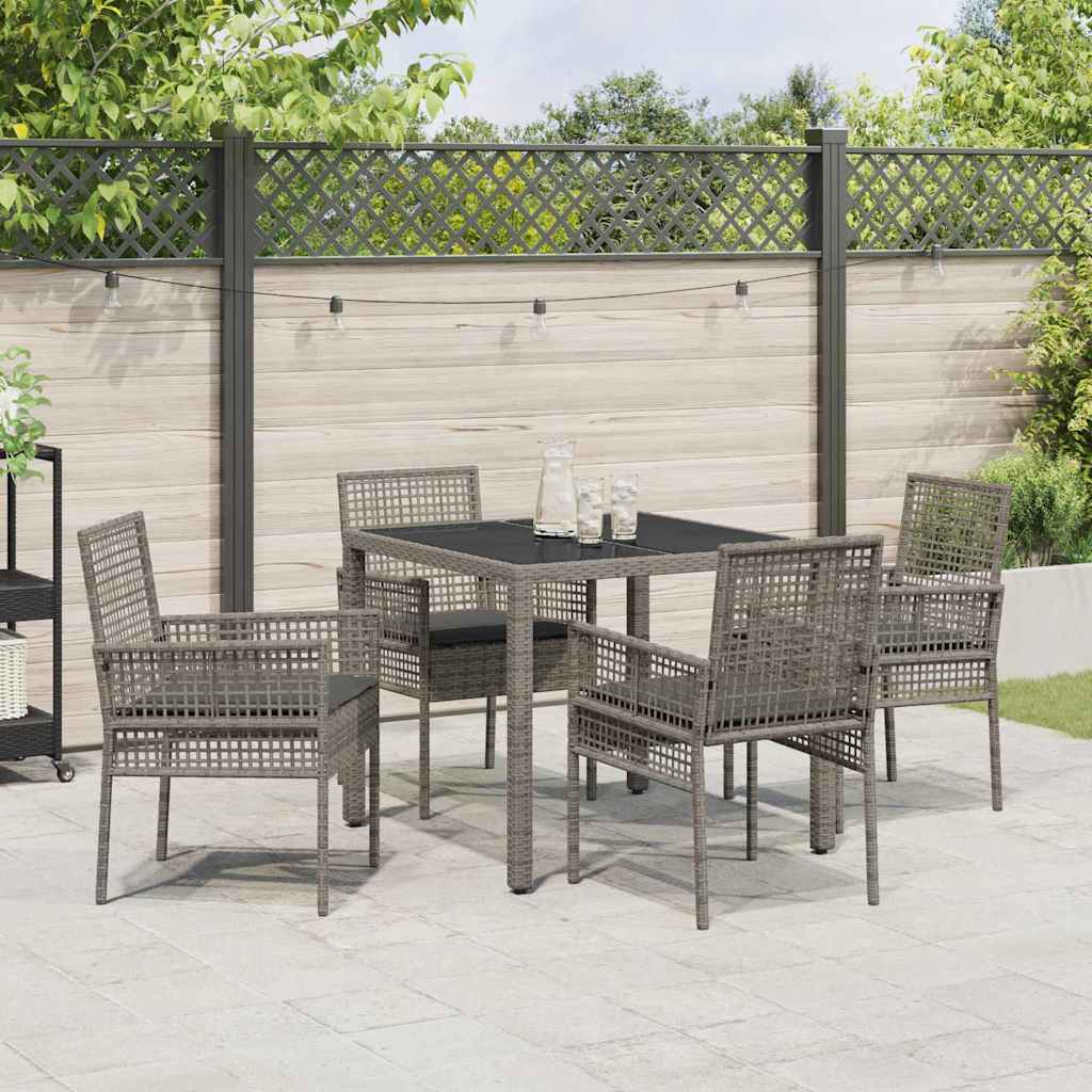vidaXL Zestaw do jadalni w ogrodzie 5 pcs Szary polirattan