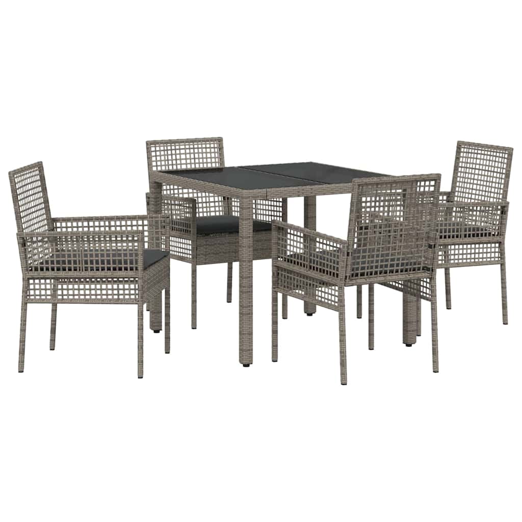 vidaXL Zestaw do jadalni w ogrodzie 5 pcs Szary polirattan