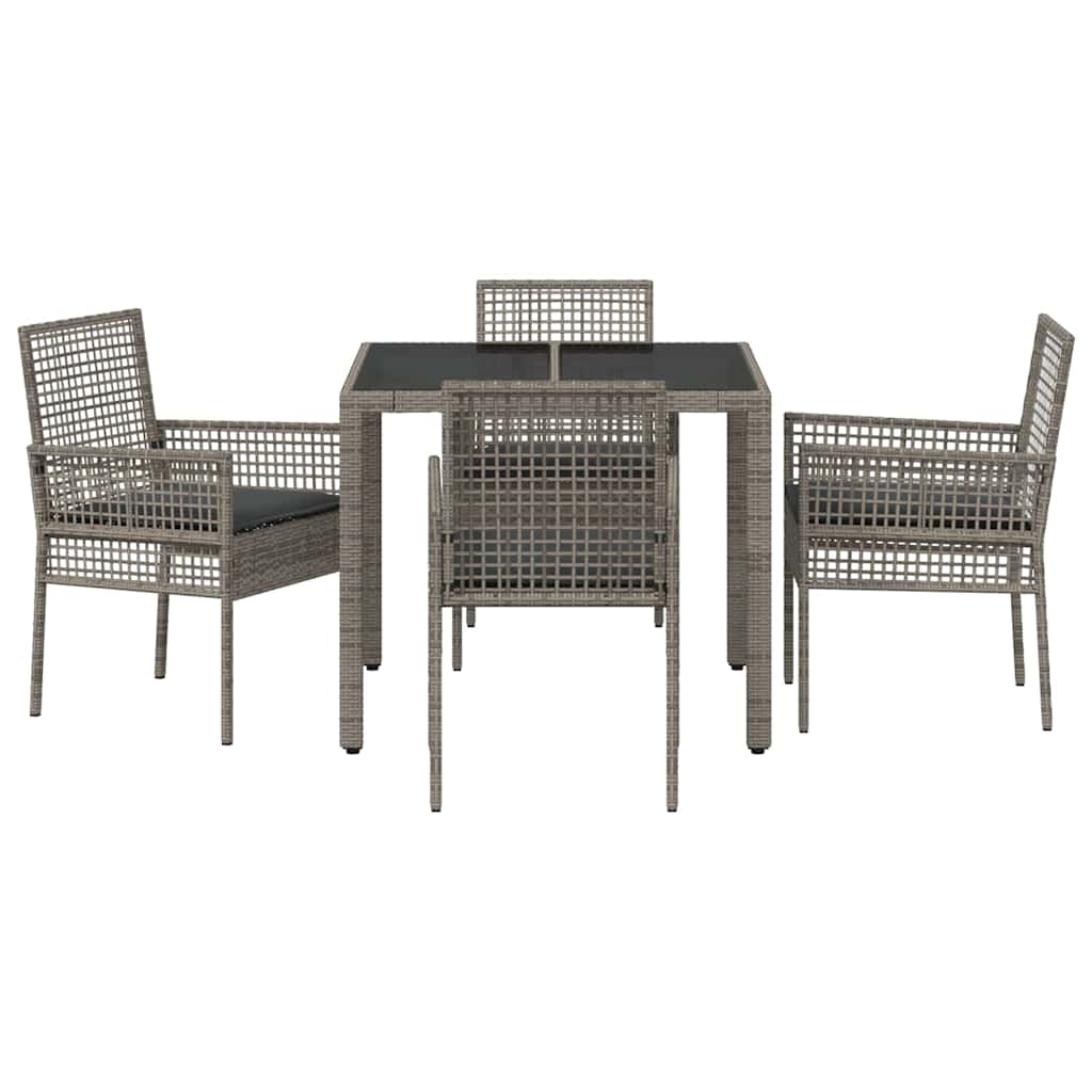 vidaXL Zestaw do jadalni w ogrodzie 5 pcs Szary polirattan