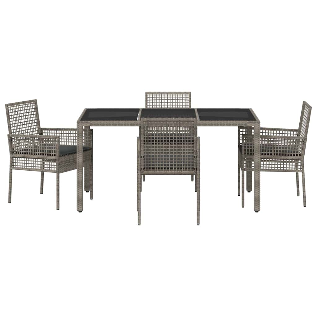 vidaXL Zestaw do jadalni w ogrodzie 5 pcs Szary polirattan