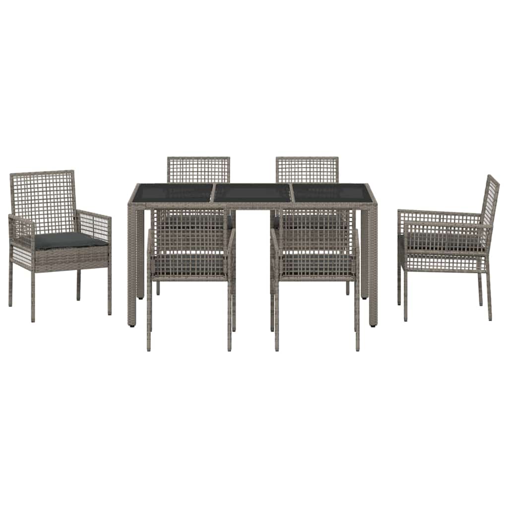 vidaXL Zestaw do jadalni w ogrodzie 7 pcs Szary polirattan