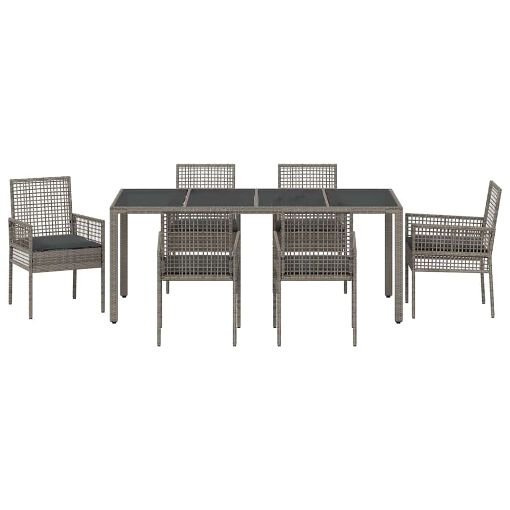 vidaXL Zestaw do jadalni w ogrodzie 7 pcs Szary polirattan