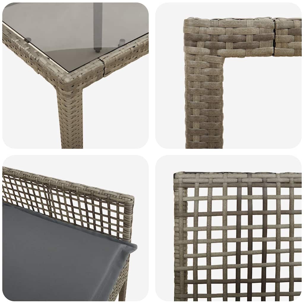 vidaXL Zestaw do jadalni w ogrodzie 9 pcs Szary polirattan