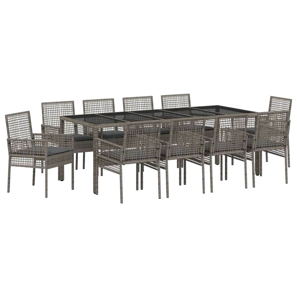 vidaXL Zestaw do jadalni w ogrodzie 11 pcs Szary polirattan