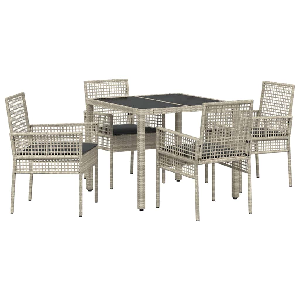 vidaXL Zestaw do jadalni w ogrodzie 5 pcs Jasnoszary polirattan