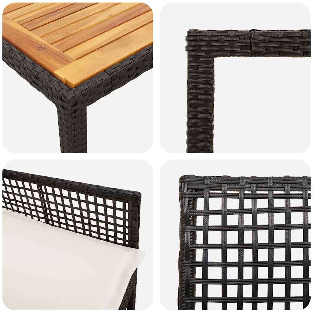 vidaXL Zestaw do jadalni w ogrodzie 3 pcs Czarny polirattan