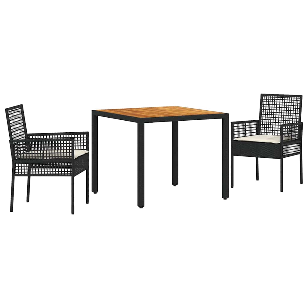 vidaXL Zestaw do jadalni w ogrodzie 3 pcs Czarny polirattan