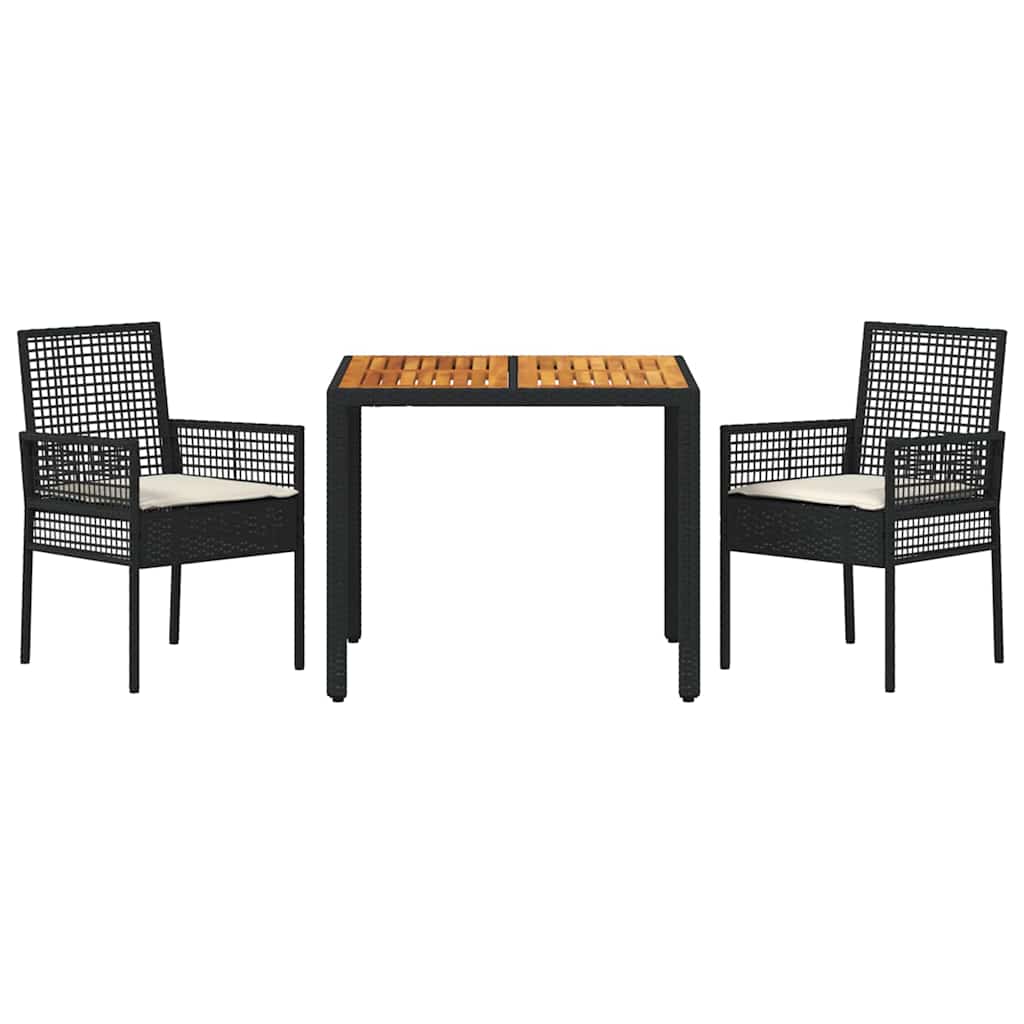 vidaXL Zestaw do jadalni w ogrodzie 3 pcs Czarny polirattan