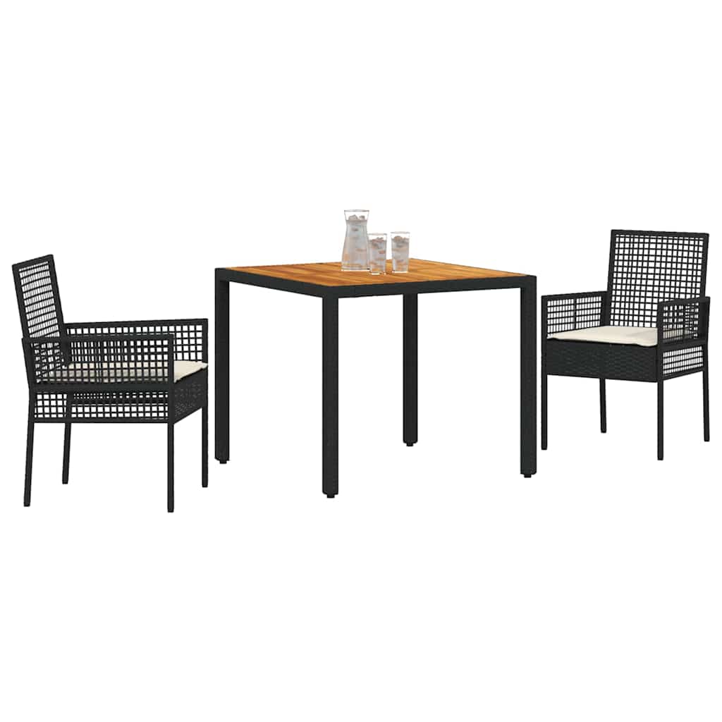 vidaXL Zestaw do jadalni w ogrodzie 3 pcs Czarny polirattan