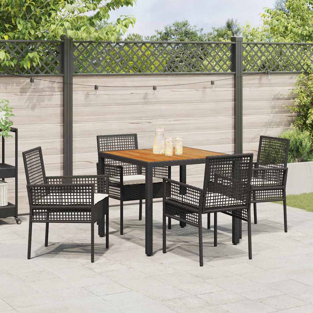 vidaXL Zestaw do jadalni w ogrodzie 5 pcs Czarny polirattan