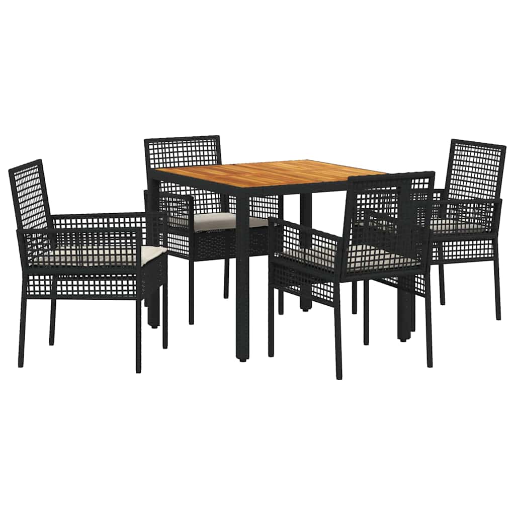 vidaXL Zestaw do jadalni w ogrodzie 5 pcs Czarny polirattan
