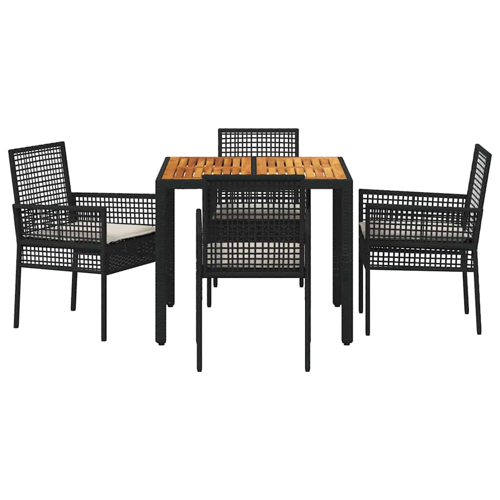 vidaXL Zestaw do jadalni w ogrodzie 5 pcs Czarny polirattan