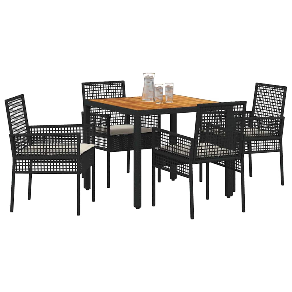 vidaXL Zestaw do jadalni w ogrodzie 5 pcs Czarny polirattan