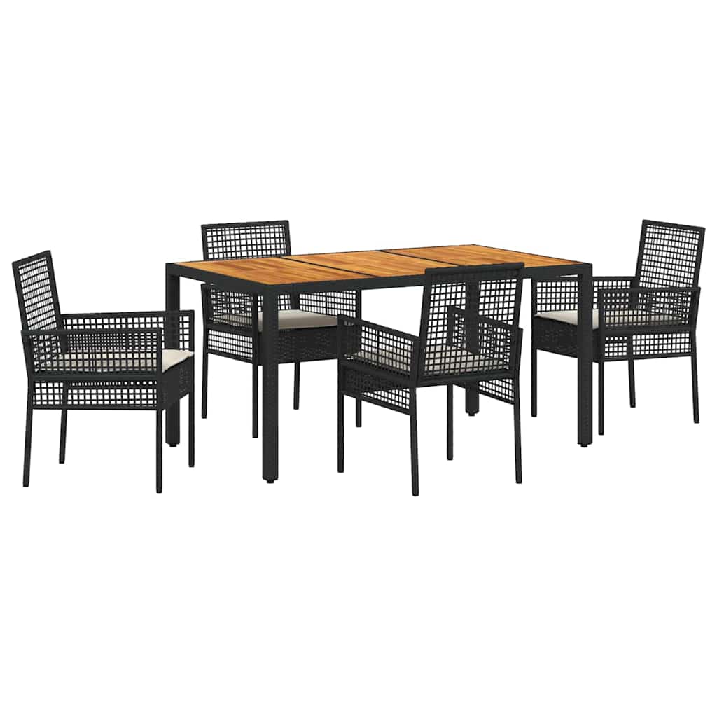 vidaXL Zestaw do jadalni w ogrodzie 5 pcs Czarny polirattan