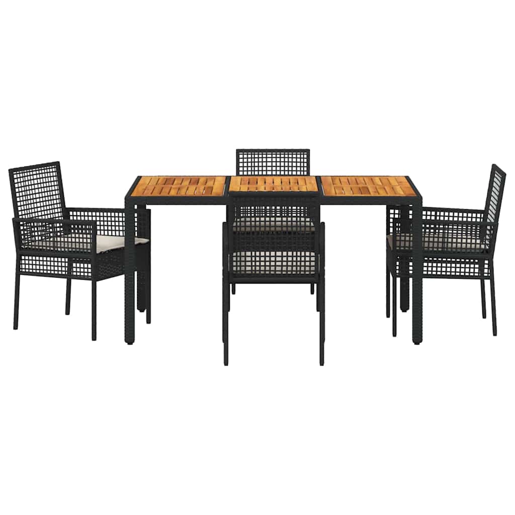vidaXL Zestaw do jadalni w ogrodzie 5 pcs Czarny polirattan