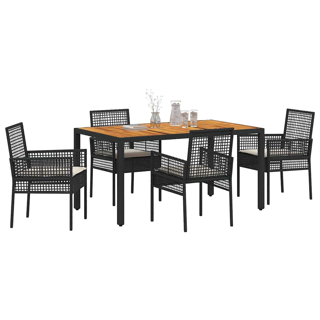 vidaXL Zestaw do jadalni w ogrodzie 5 pcs Czarny polirattan