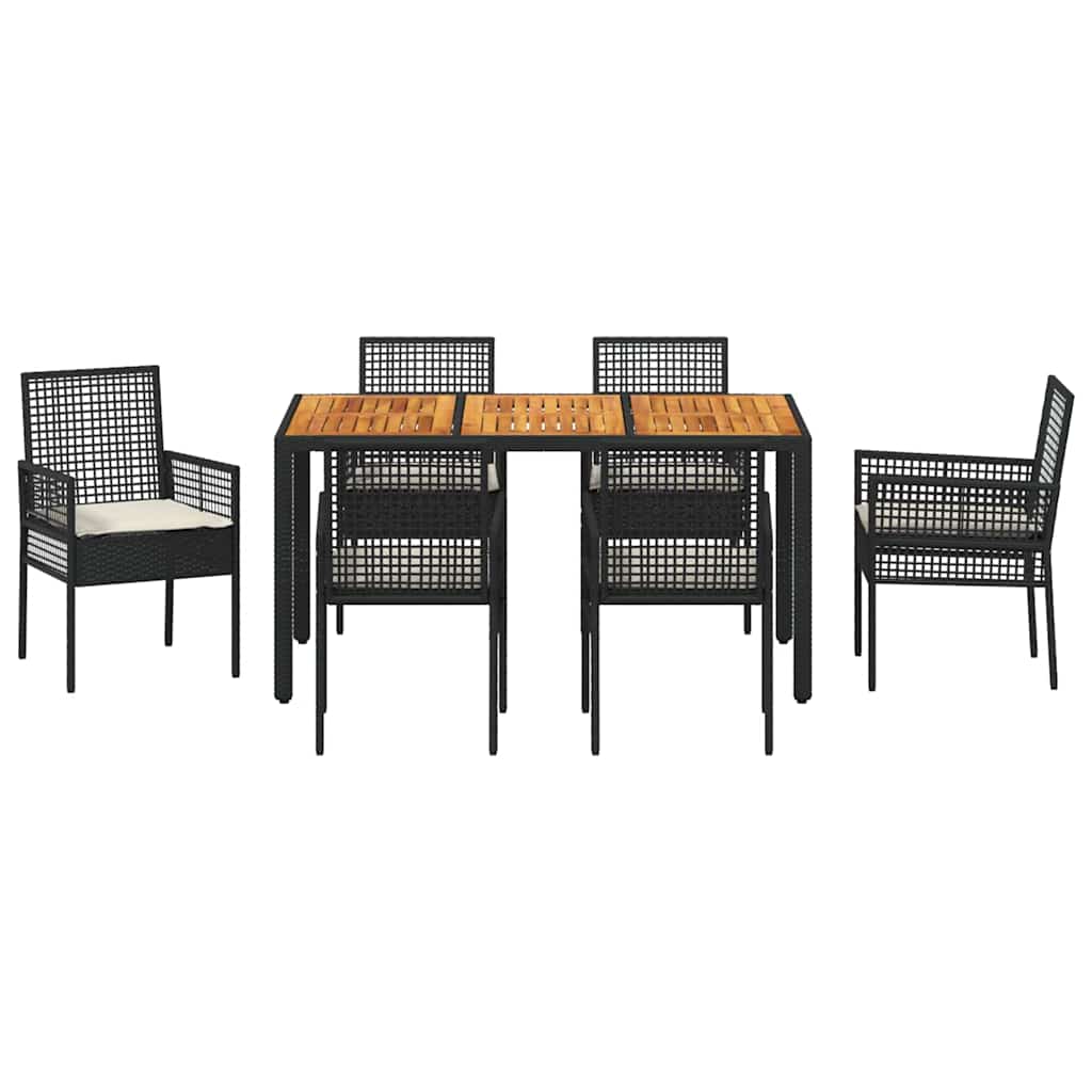 vidaXL Zestaw do jadalni w ogrodzie 7 pcs Czarny polirattan