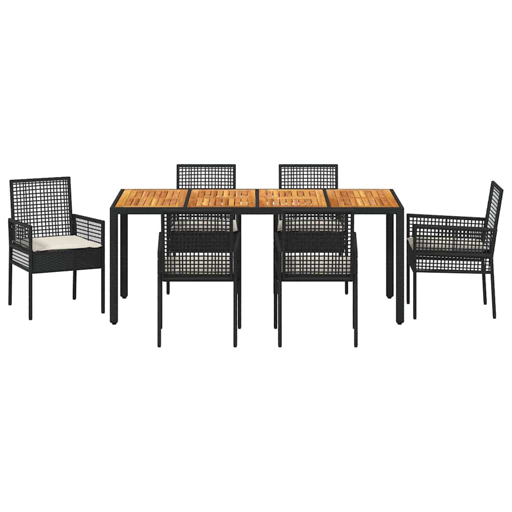 vidaXL Zestaw do jadalni w ogrodzie 7 pcs Czarny polirattan