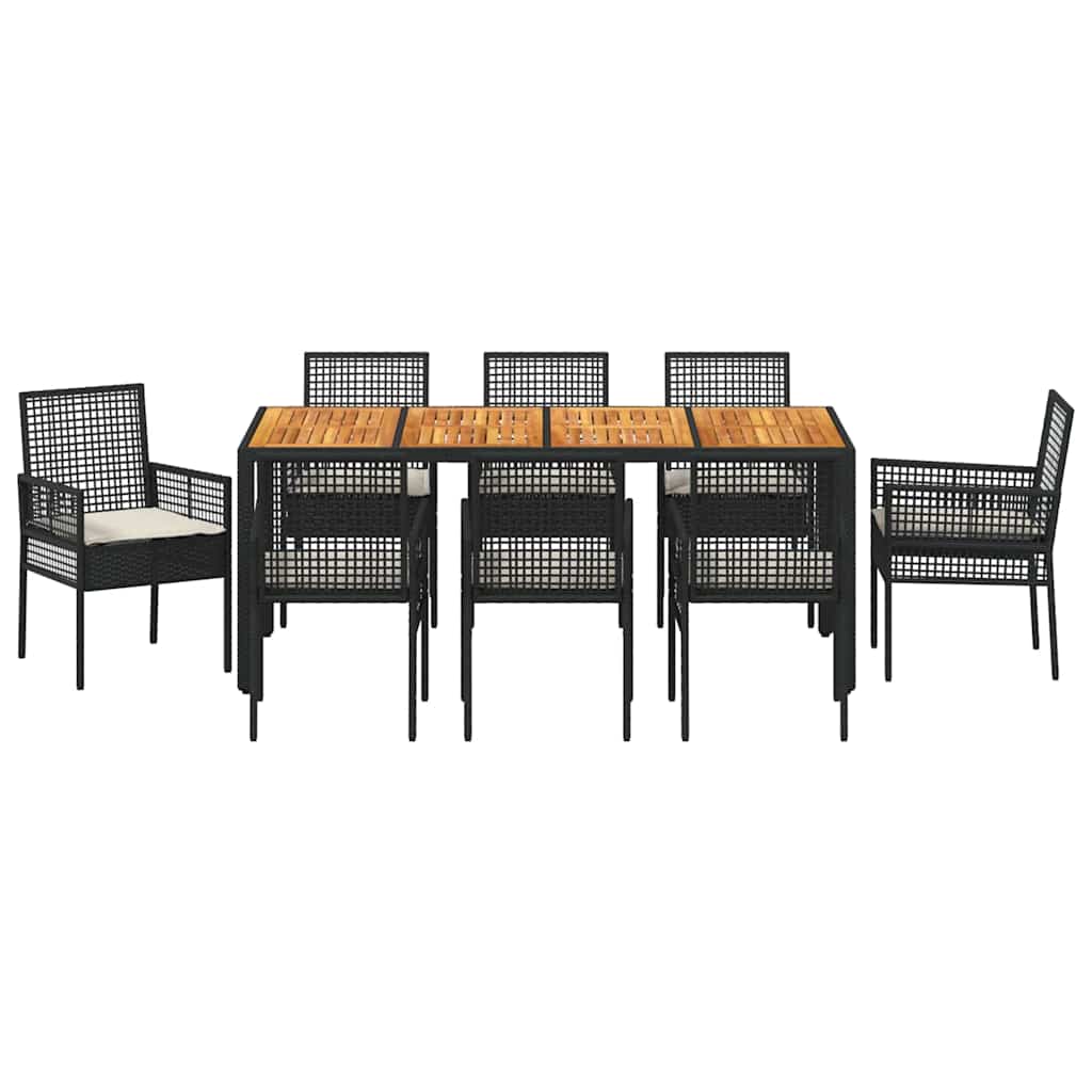 vidaXL Zestaw do jadalni w ogrodzie 9 pcs Czarny polirattan