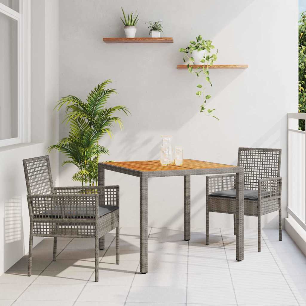 vidaXL Zestaw do jadalni w ogrodzie 3 pcs Szary polirattan