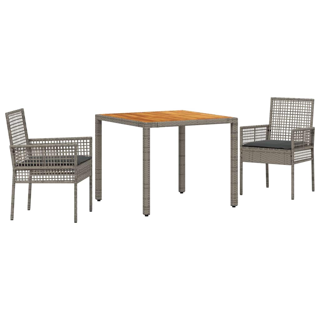 vidaXL Zestaw do jadalni w ogrodzie 3 pcs Szary polirattan
