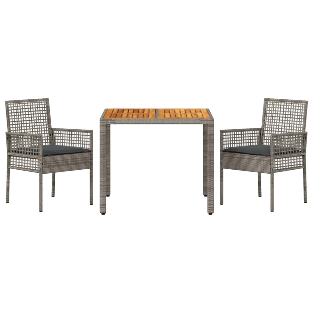 vidaXL Zestaw do jadalni w ogrodzie 3 pcs Szary polirattan