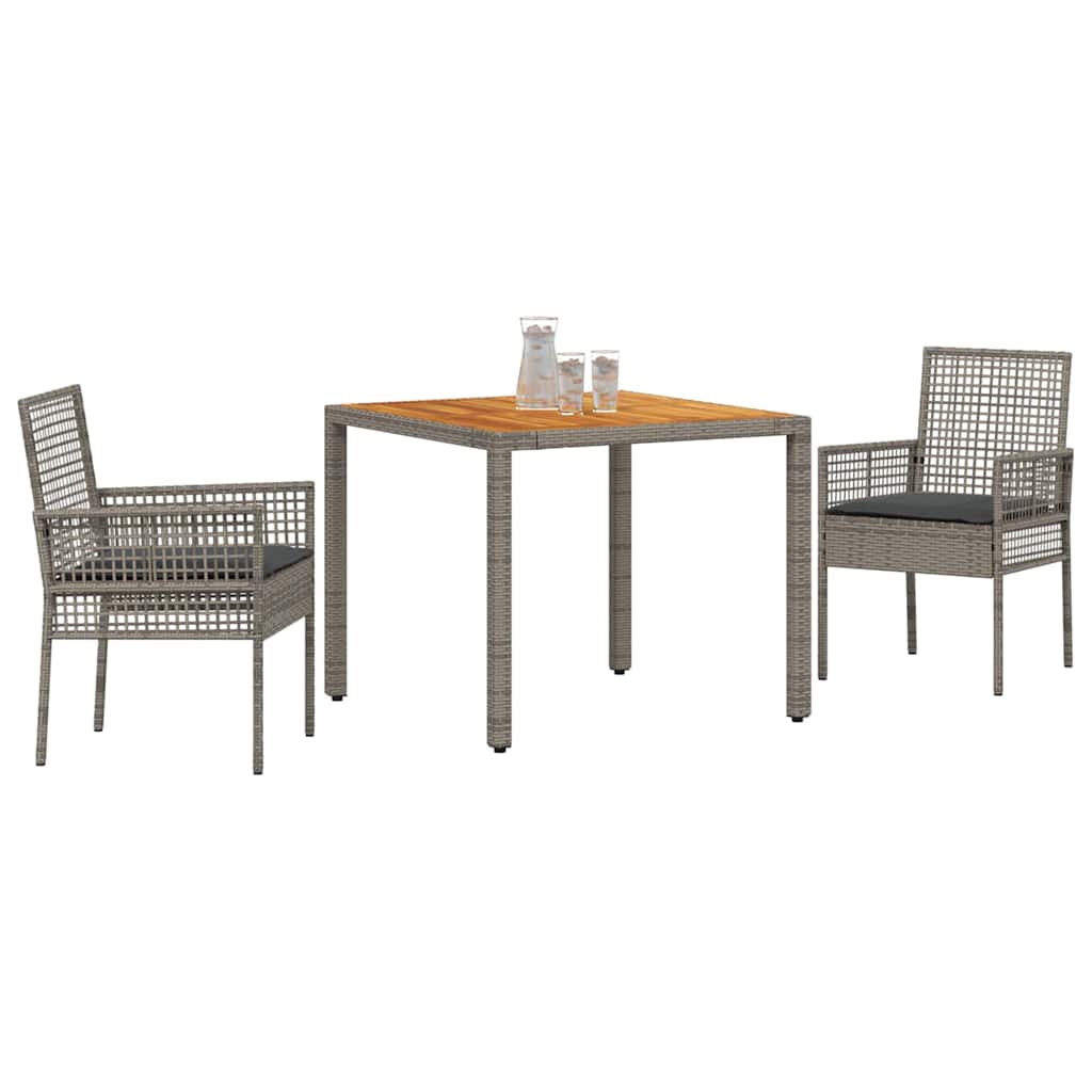 vidaXL Zestaw do jadalni w ogrodzie 3 pcs Szary polirattan