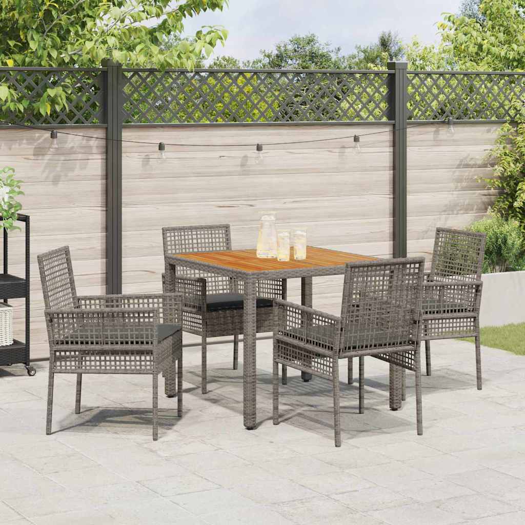vidaXL Zestaw do jadalni w ogrodzie 5 pcs Szary polirattan