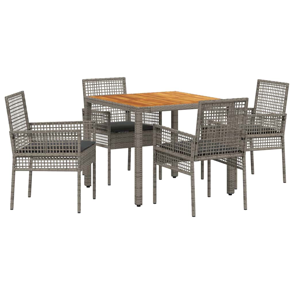 vidaXL Zestaw do jadalni w ogrodzie 5 pcs Szary polirattan