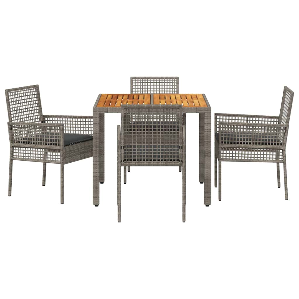 vidaXL Zestaw do jadalni w ogrodzie 5 pcs Szary polirattan