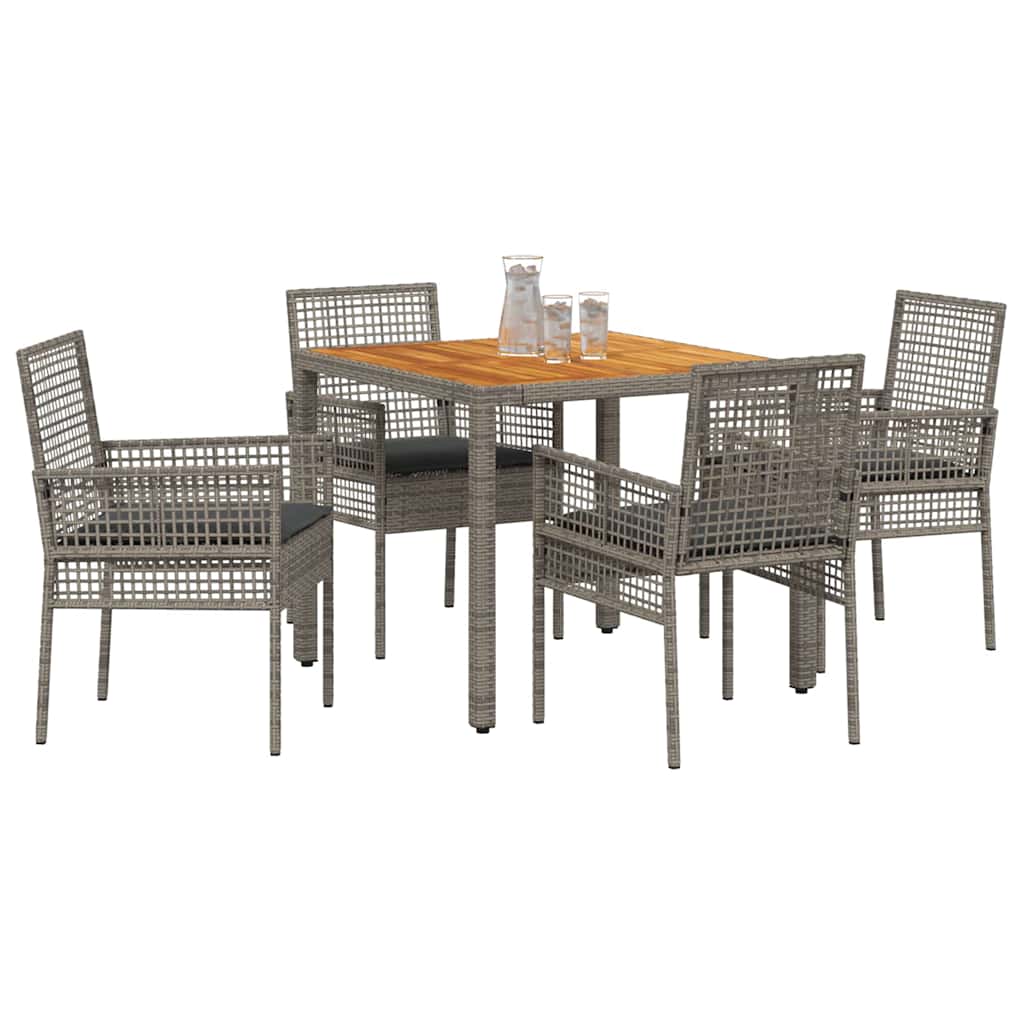 vidaXL Zestaw do jadalni w ogrodzie 5 pcs Szary polirattan