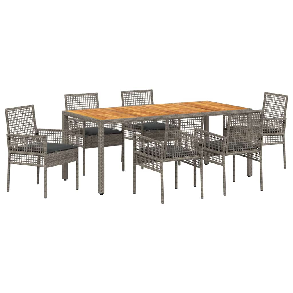 vidaXL Zestaw do jadalni w ogrodzie 7 pcs Szary polirattan