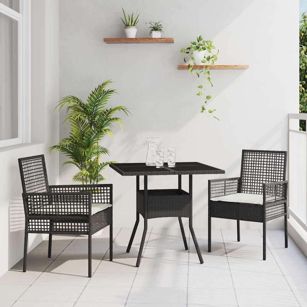 vidaXL Zestaw do jadalni w ogrodzie 3 pcs Czarny polirattan