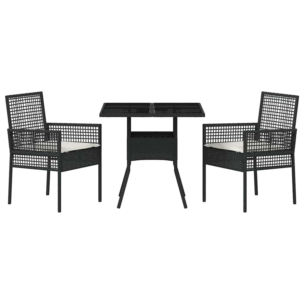 vidaXL Zestaw do jadalni w ogrodzie 3 pcs Czarny polirattan