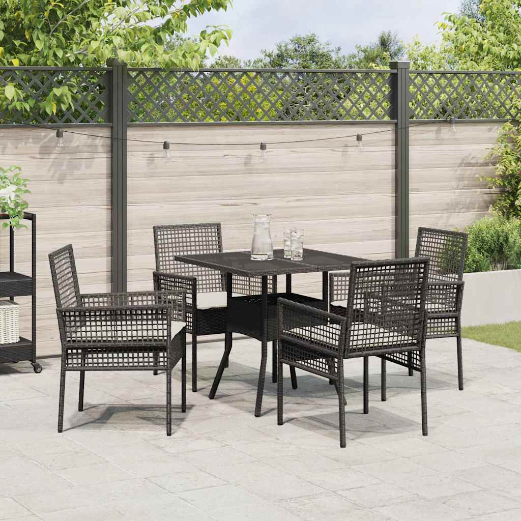vidaXL Zestaw do jadalni w ogrodzie 5 pcs Czarny polirattan