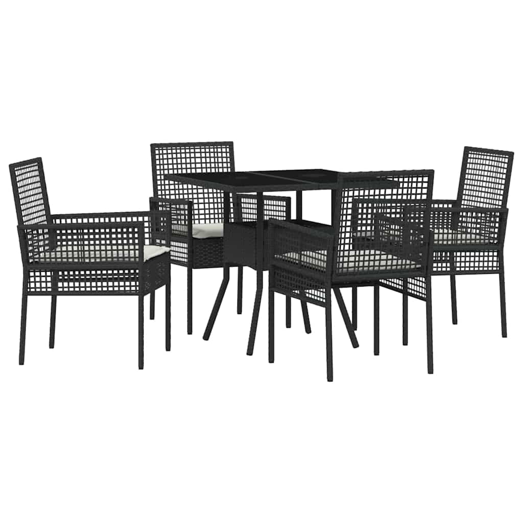 vidaXL Zestaw do jadalni w ogrodzie 5 pcs Czarny polirattan