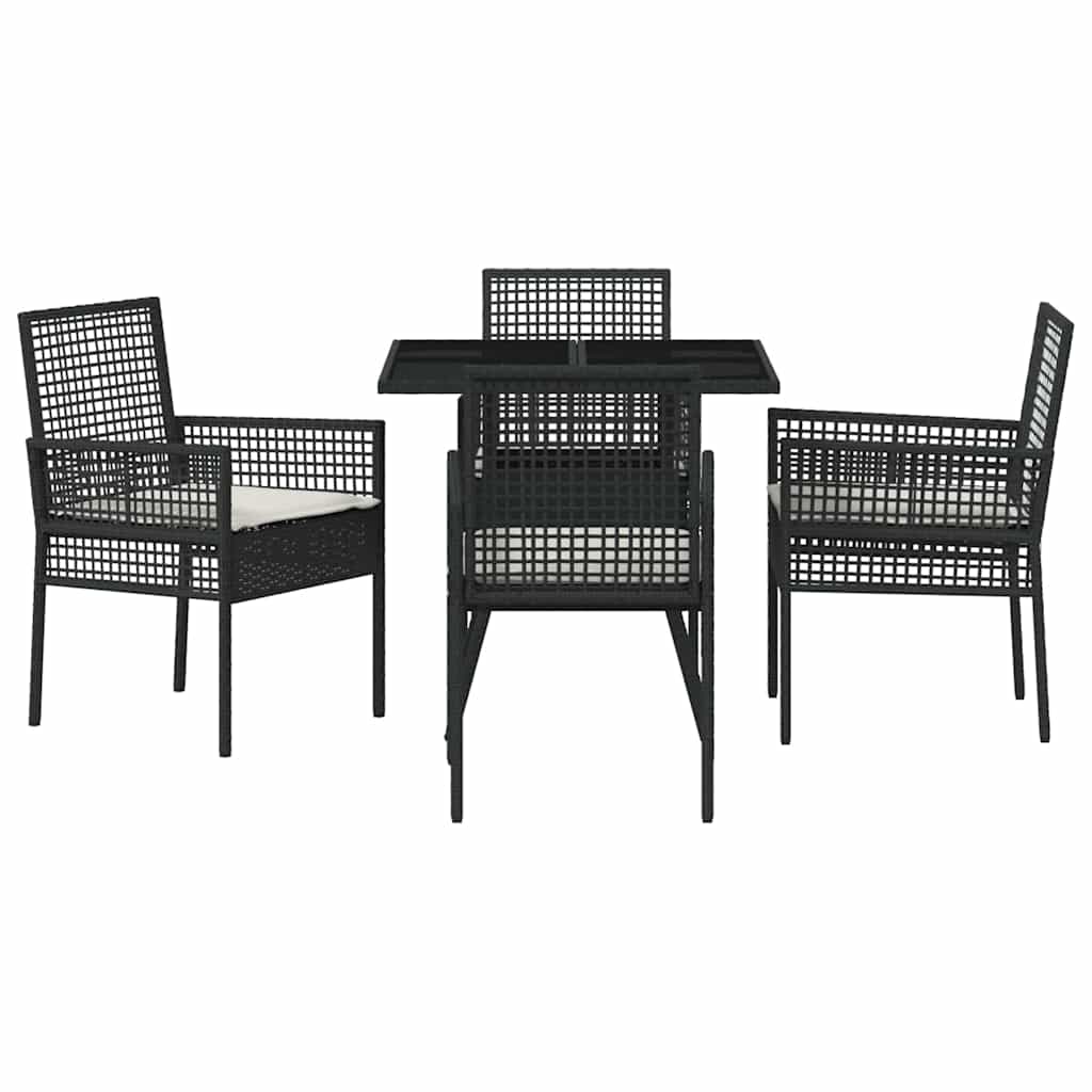 vidaXL Zestaw do jadalni w ogrodzie 5 pcs Czarny polirattan
