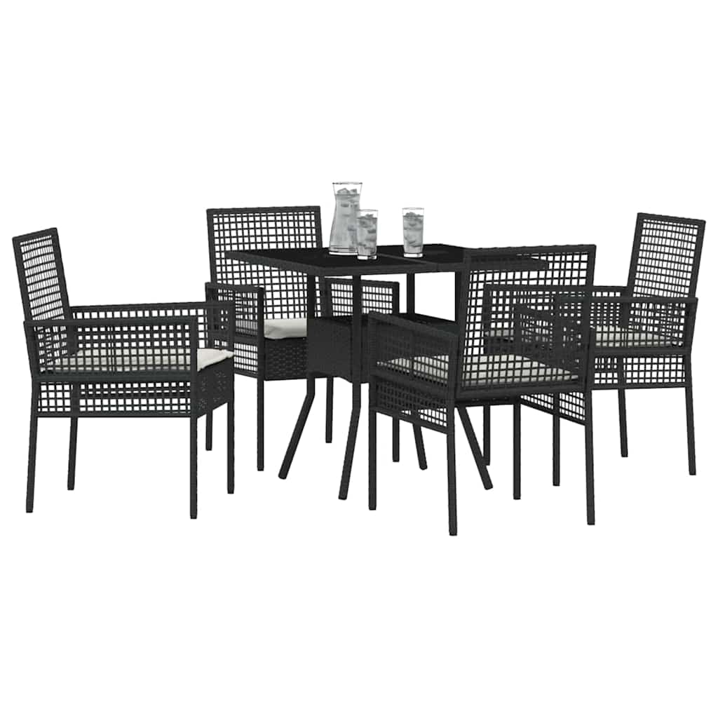 vidaXL Zestaw do jadalni w ogrodzie 5 pcs Czarny polirattan