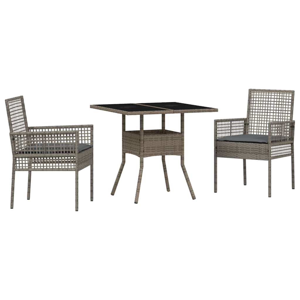 vidaXL Zestaw do jadalni w ogrodzie 3 pcs Szary polirattan