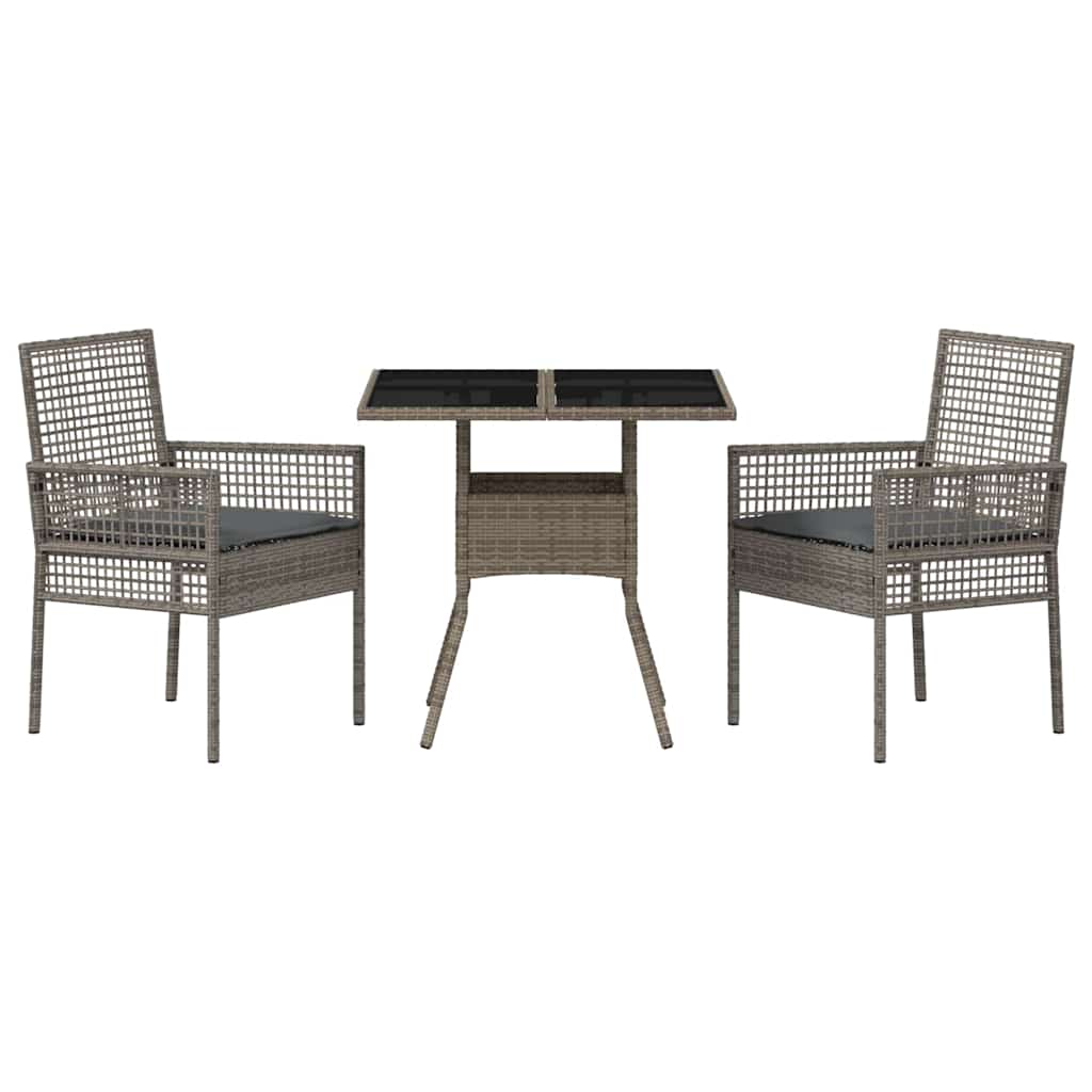 vidaXL Zestaw do jadalni w ogrodzie 3 pcs Szary polirattan