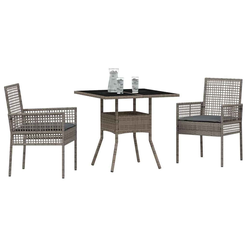 vidaXL Zestaw do jadalni w ogrodzie 3 pcs Szary polirattan