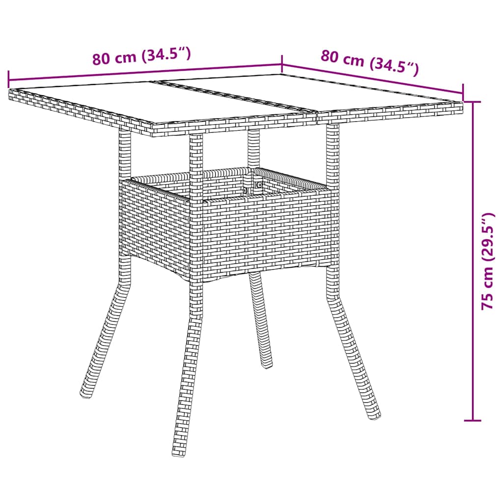vidaXL Zestaw do jadalni w ogrodzie 3 pcs Szary polirattan