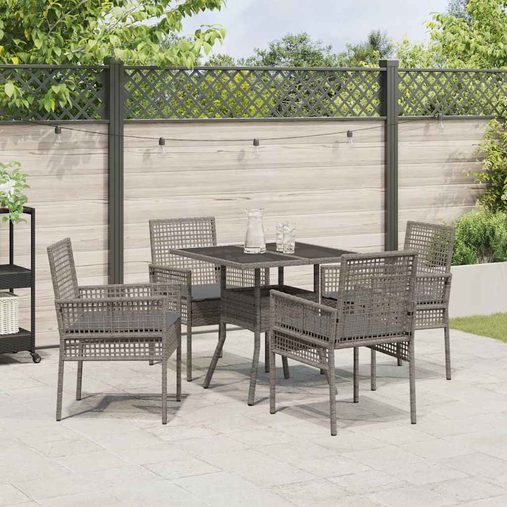 vidaXL Zestaw do jadalni w ogrodzie 5 pcs Szary polirattan