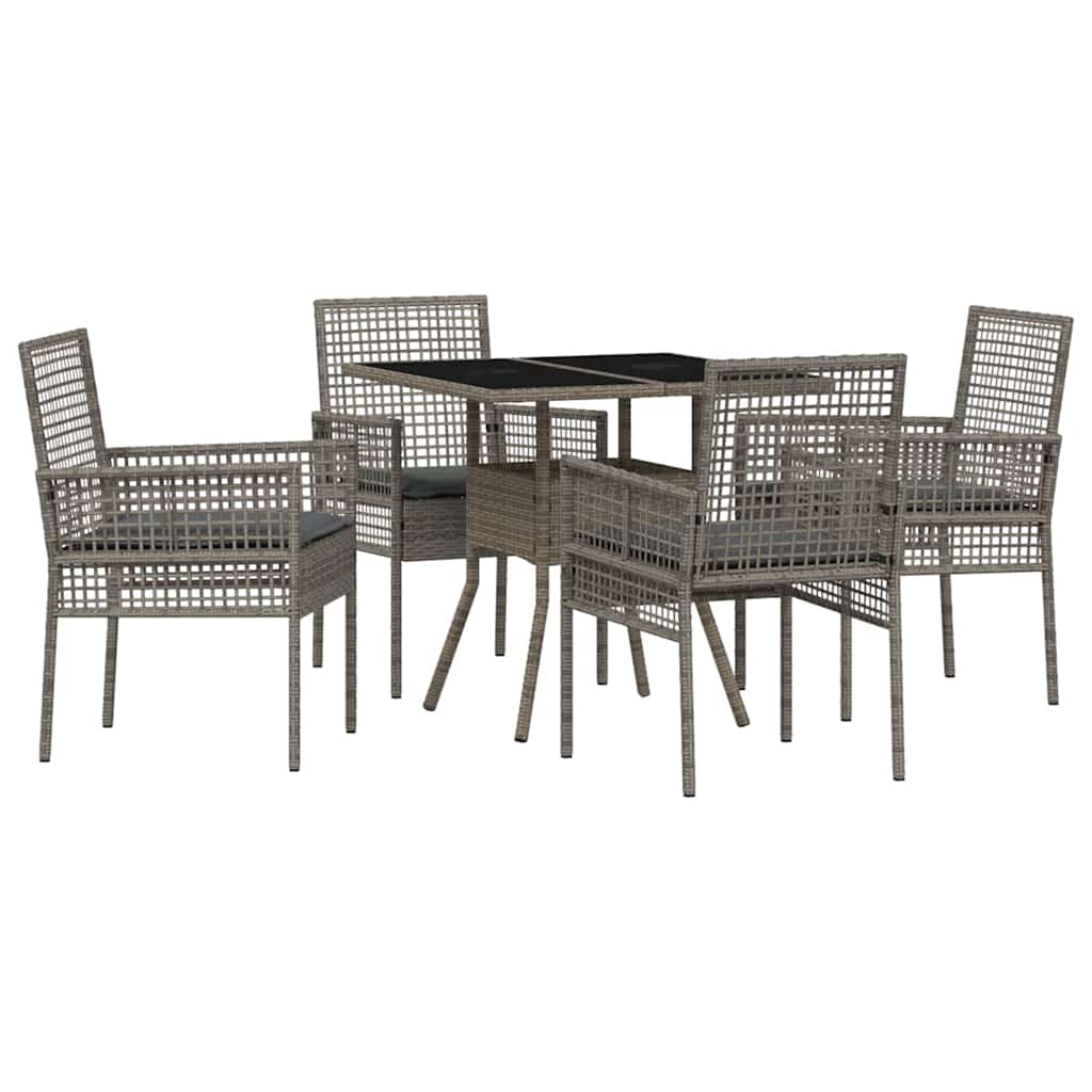 vidaXL Zestaw do jadalni w ogrodzie 5 pcs Szary polirattan