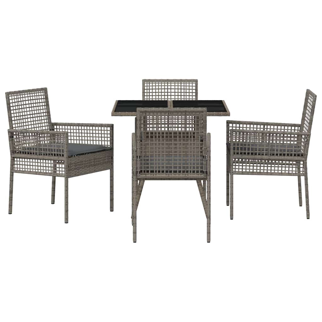 vidaXL Zestaw do jadalni w ogrodzie 5 pcs Szary polirattan