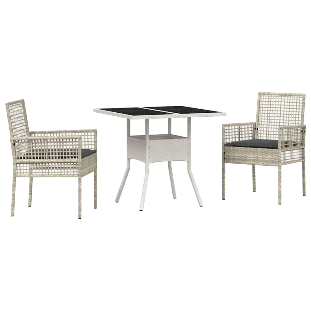 vidaXL Zestaw do jadalni w ogrodzie 3 pcs Jasnoszary polirattan