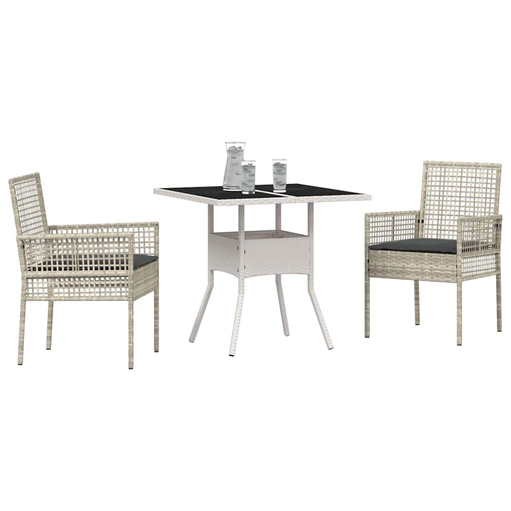 vidaXL Zestaw do jadalni w ogrodzie 3 pcs Jasnoszary polirattan