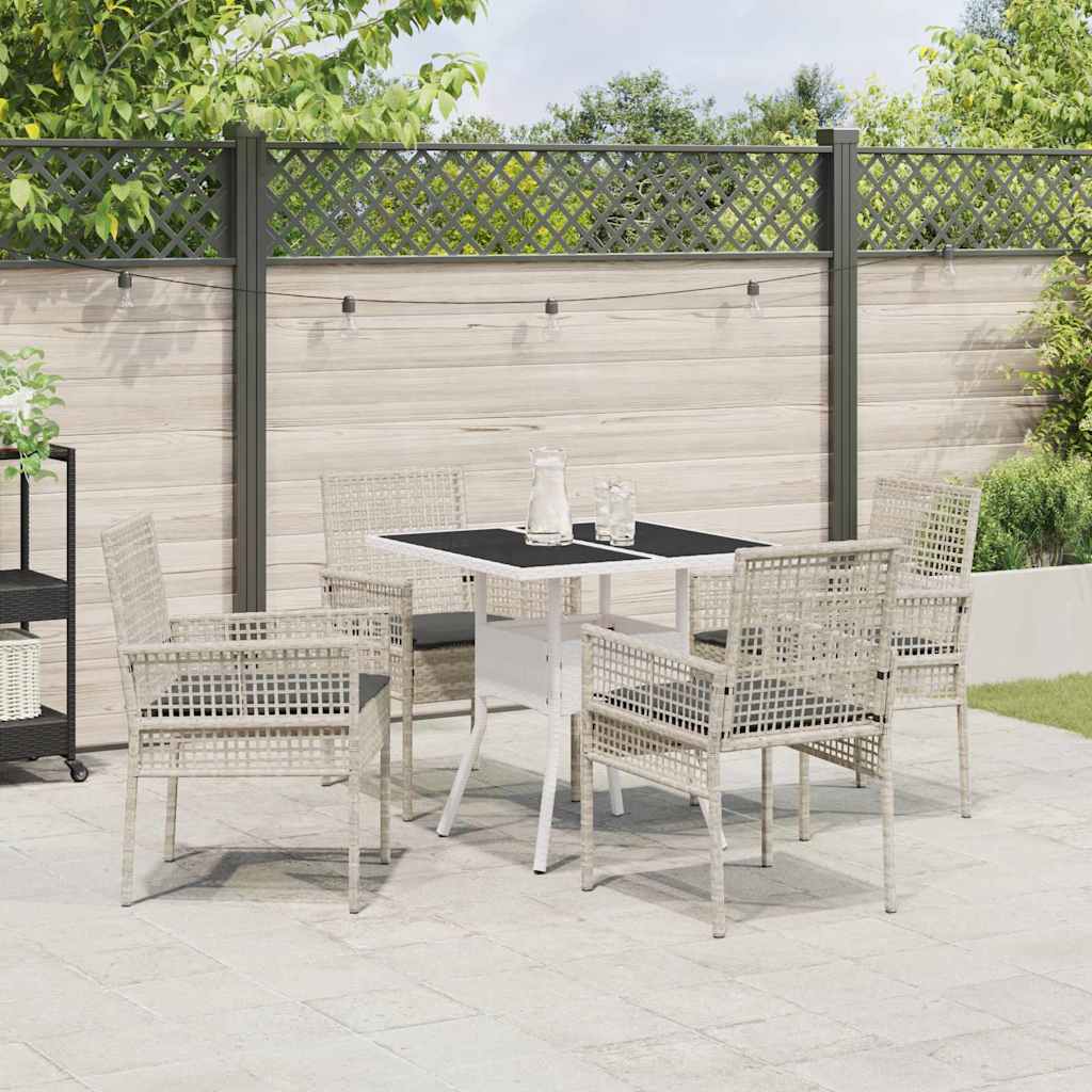 vidaXL Zestaw do jadalni w ogrodzie 5 pcs Jasnoszary polirattan
