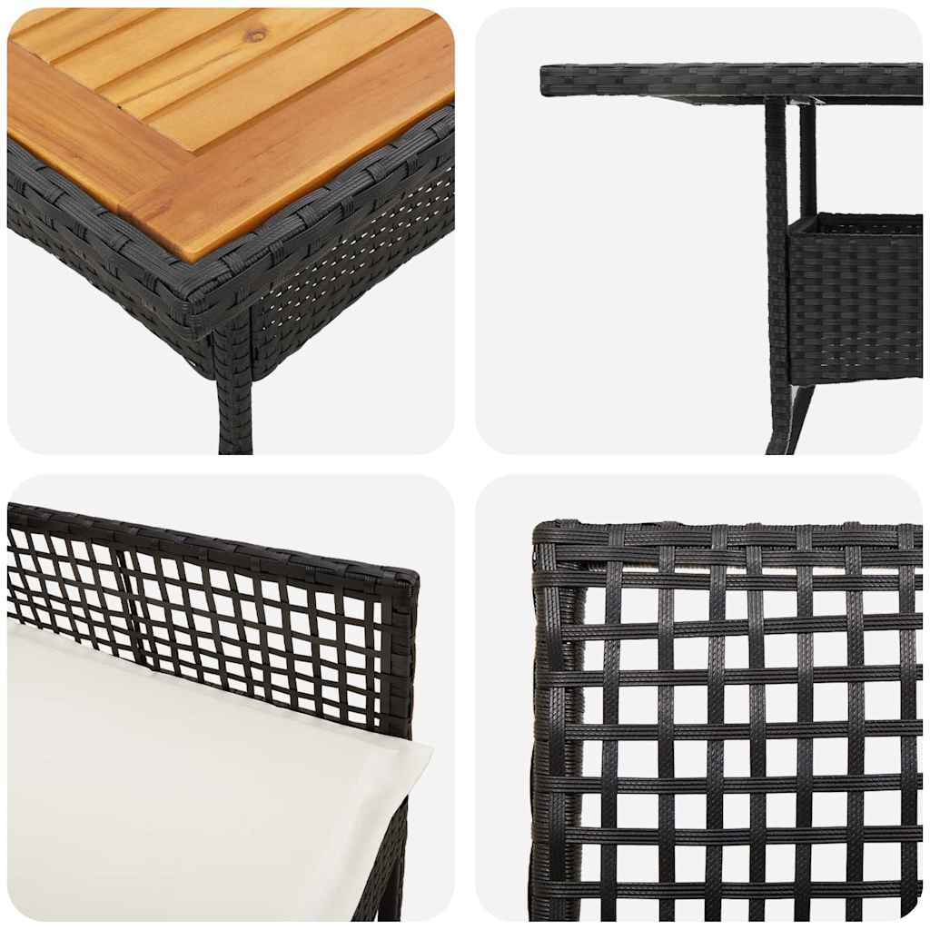 vidaXL Zestaw do jadalni w ogrodzie 3 pcs Czarny polirattan